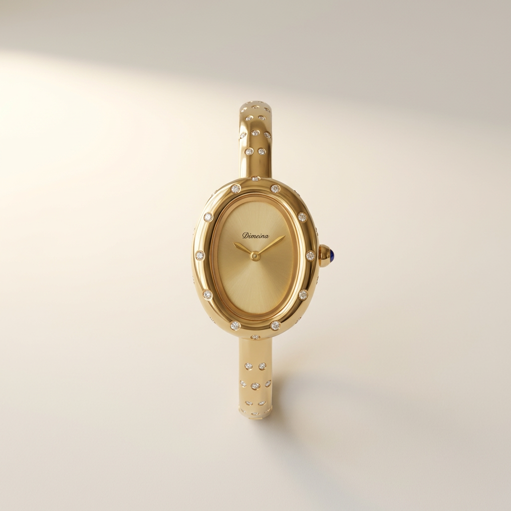 Crystal Studded Oval Watch