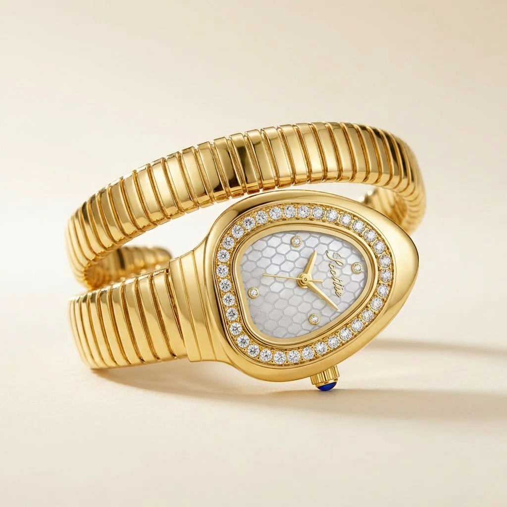 Crystal Bezel Snake Wrap Watch