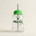 Bear Glass Cup with Lid, Straw & Accessories (Green) - 591ml