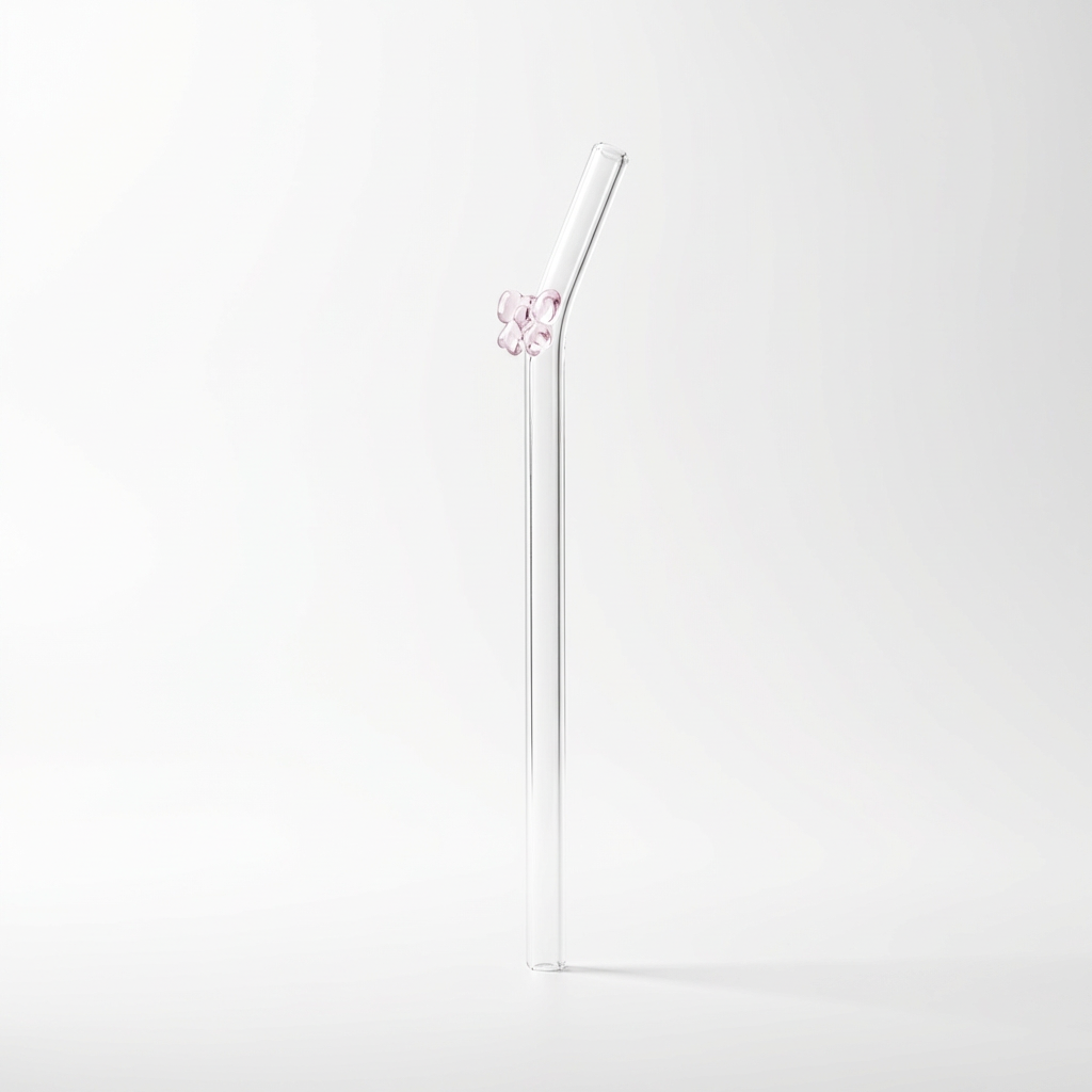 Pink Bow Glass Straw