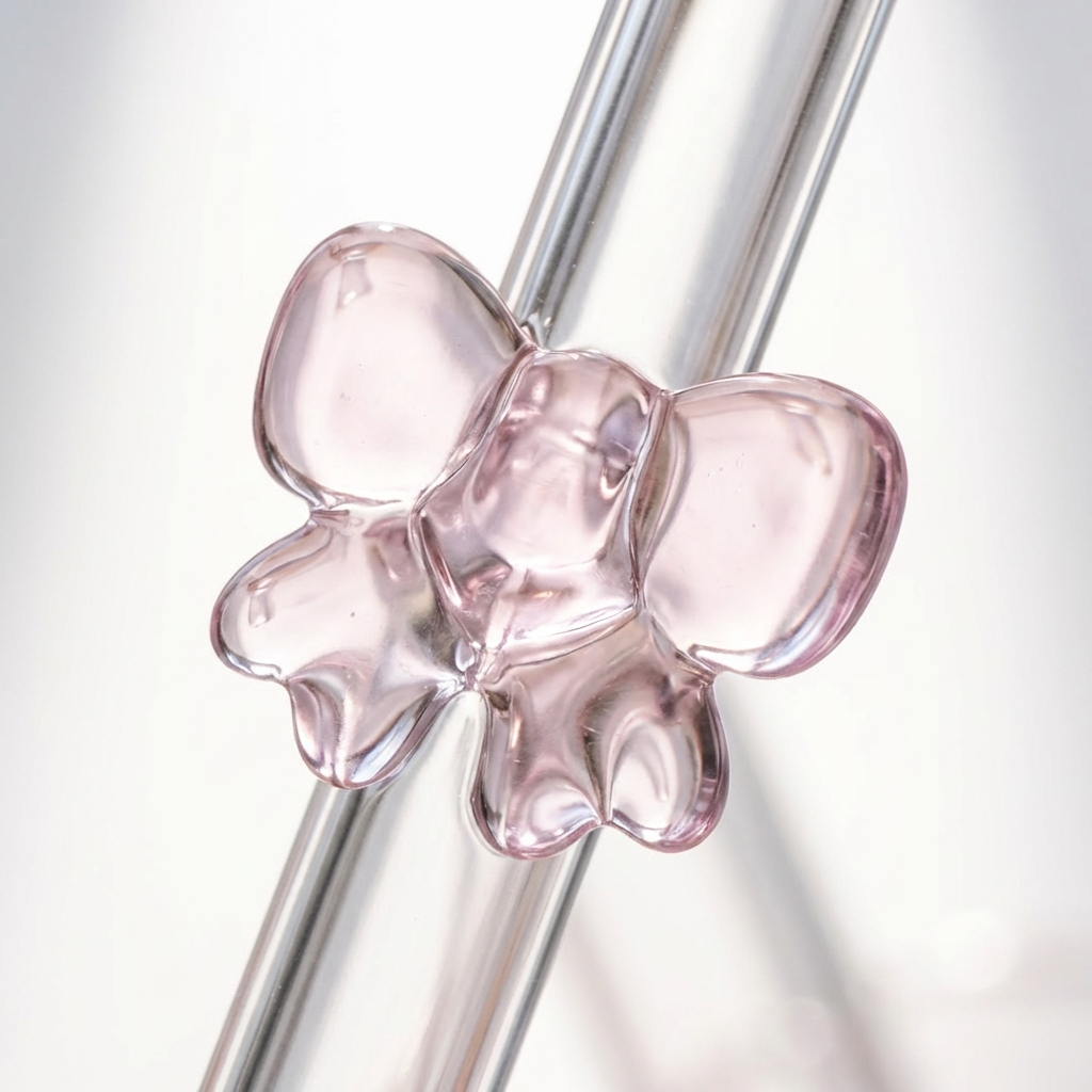 Pink Bow Glass Straw