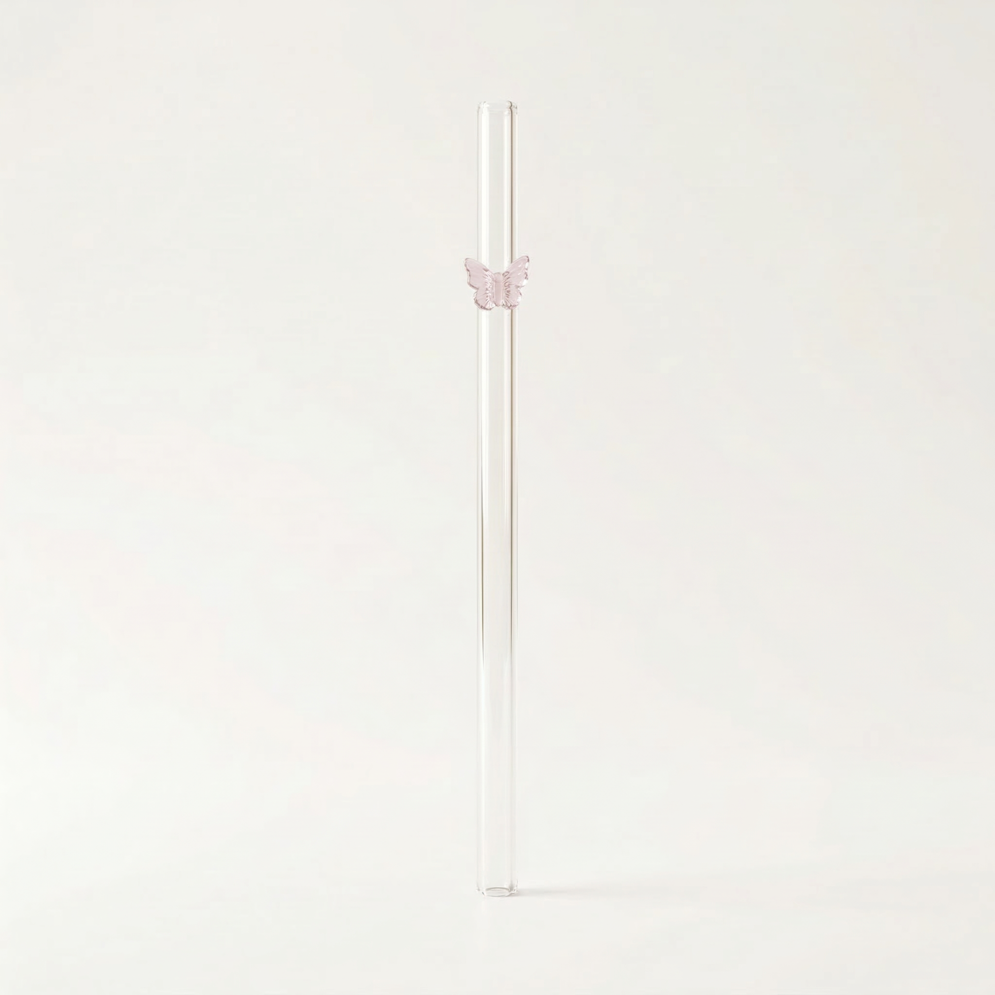 Pink Butterfly Glass Straw